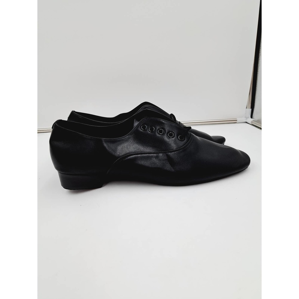 Bokimd Men's Black Leather Lace Up Salsa Tango Jazz Modern Dance Shoes 13